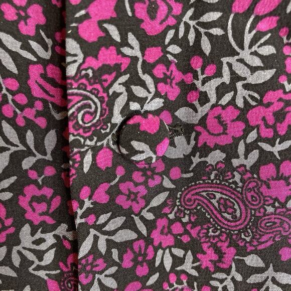 Vintage Cristallo Womens Purple Ditsy Floral Silk Blouse Size 42/10 Boho Italian - Picture 11 of 12